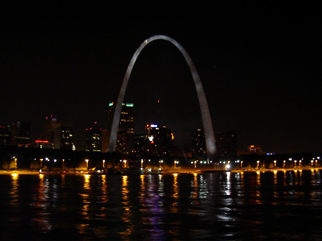 The Gateway Arch Near The Mississippi River At Night
