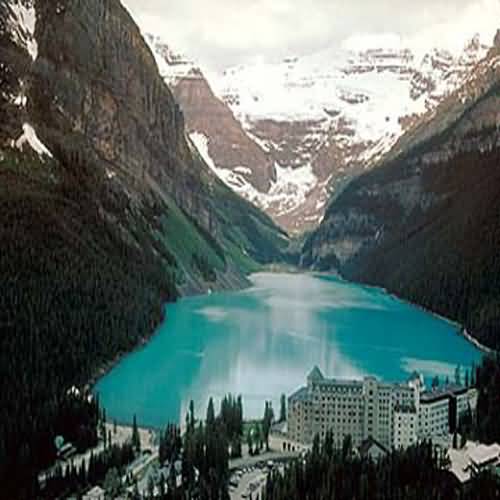 The Lake Louise Covered With High Mountains