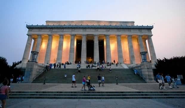 The Lincoln Memorial Illuminated At Night