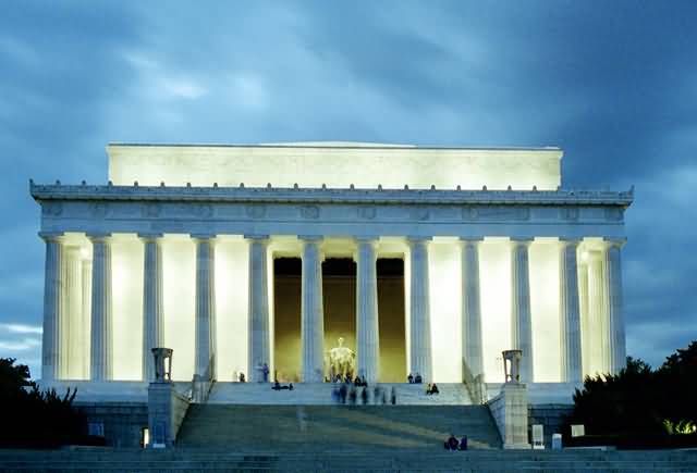 The Lincoln Memorial Lit Up At Night