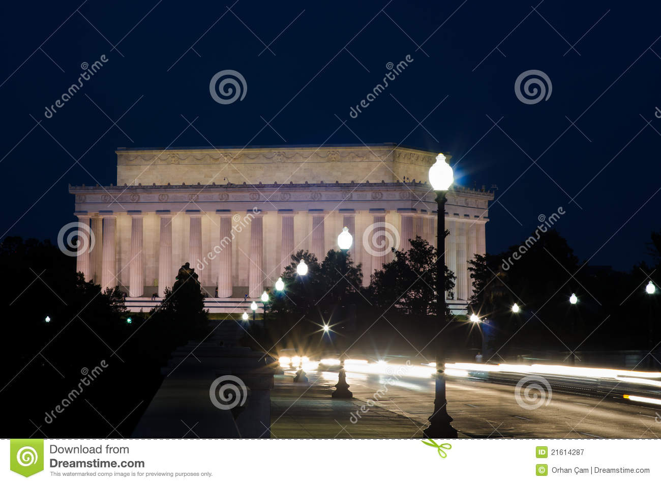 The Lincoln Memorial Lit Up At Night
