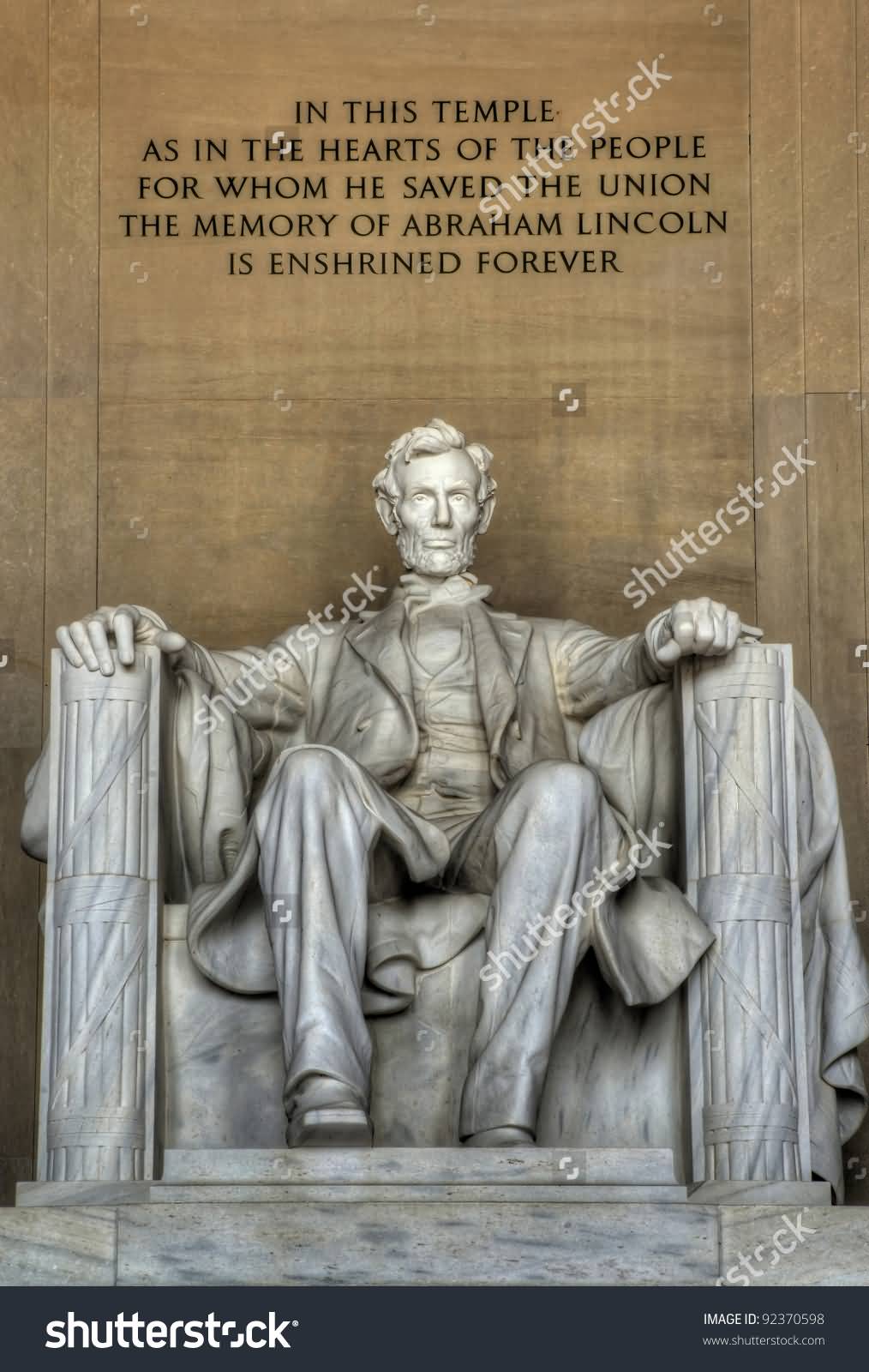 The Statue Of Abraham Lincoln Inside The Lincoln Memorial
