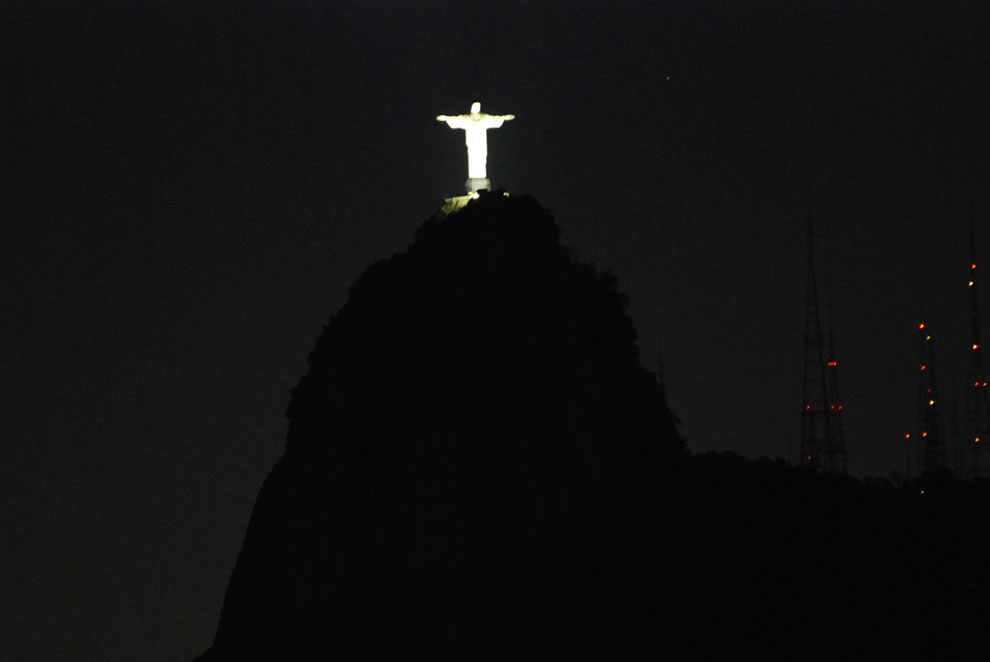 The Statue Of Christ the Redeemer At Night View From Sugar Loaf Mountain