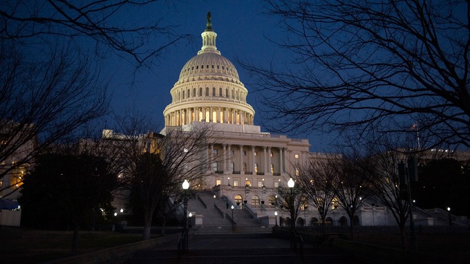 The United States Capitol Building Lit Up At Night