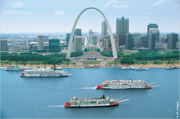 Three River Boats And Gateway Arch Picture