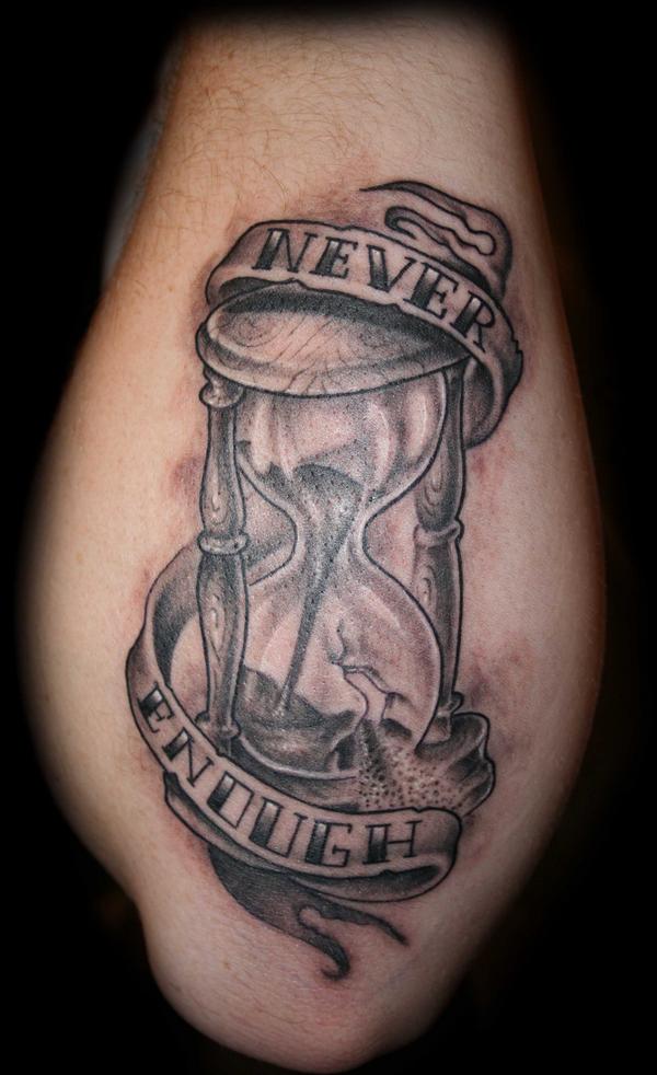 Time Is Never Enough Hourglass Tattoo On Arm Sleeve