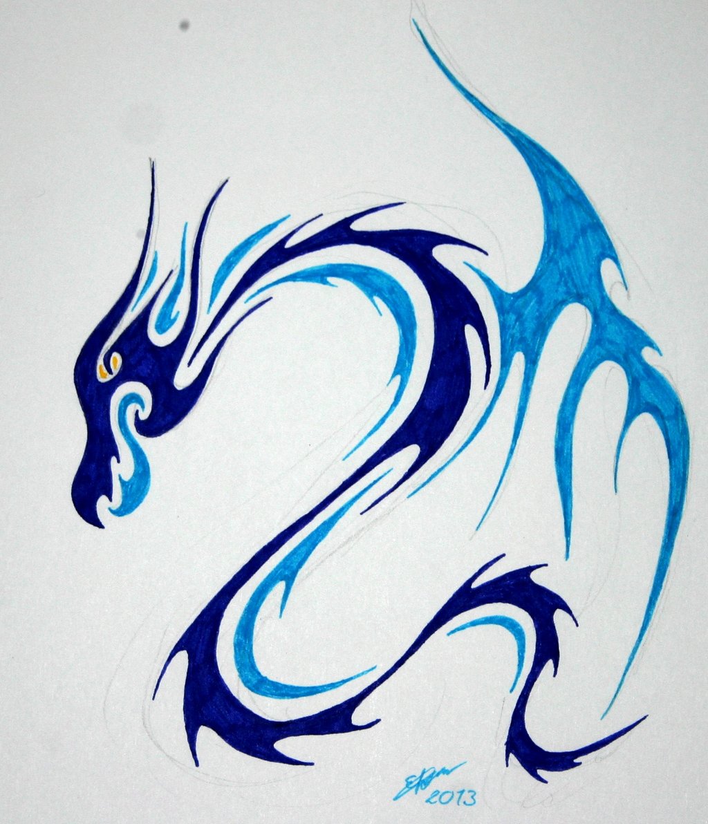 Tribal Water Dragon Tattoo Design By Esmeekramer