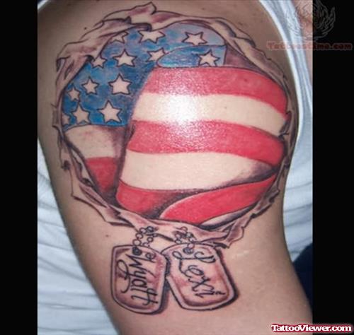 US Patriotic Tattoo On Shoulder For Men