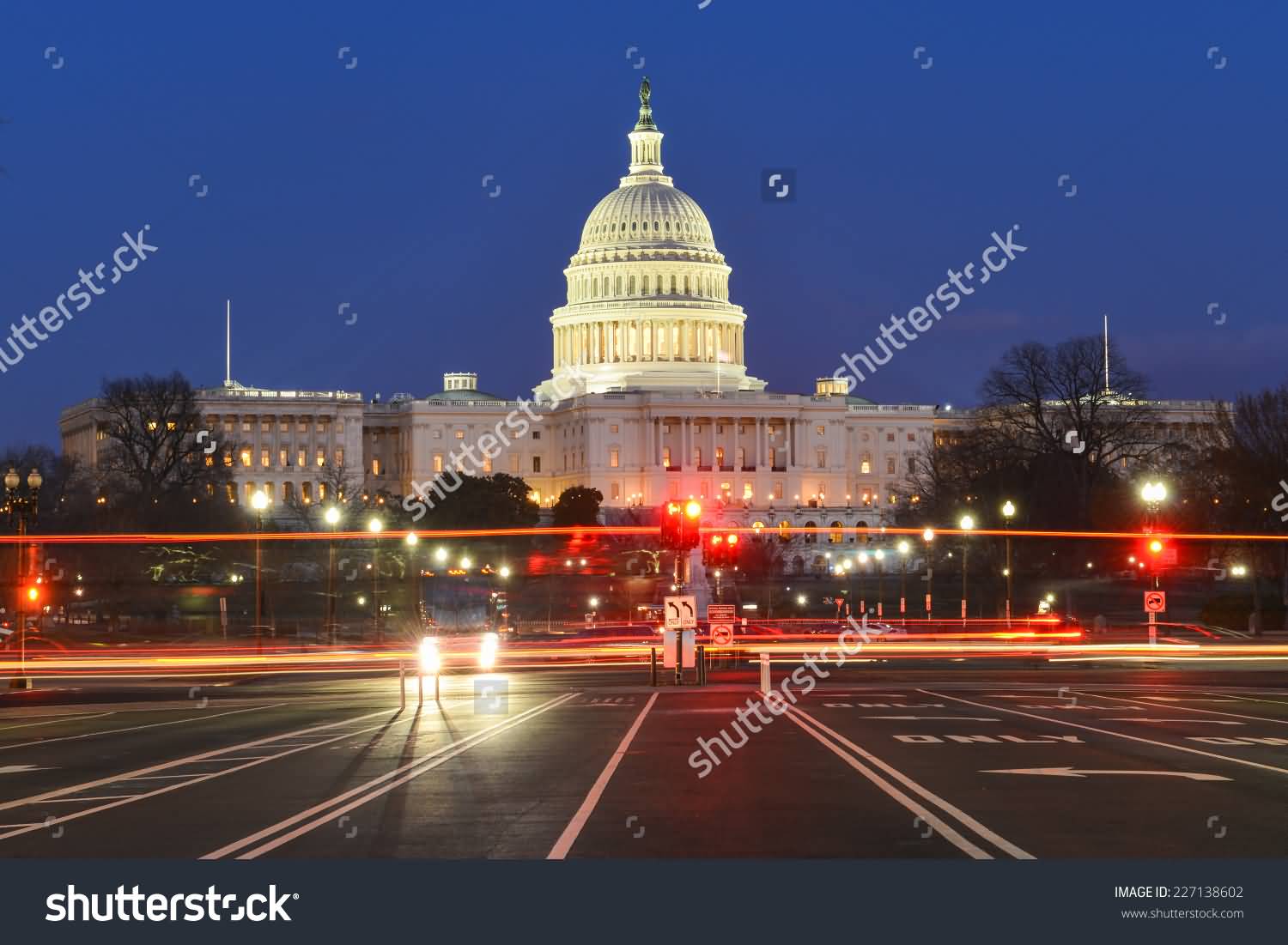 United States Capitol Building View From Pennsylvania Avenue At Night