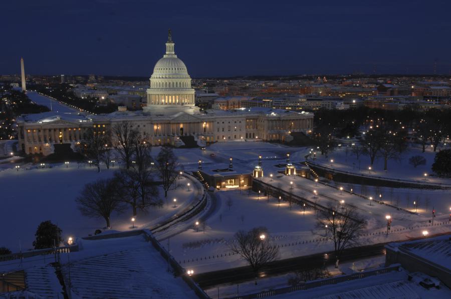 United States Capitol During Winter Night