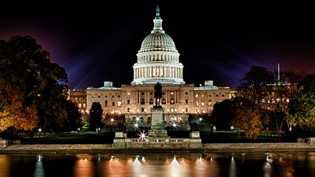 United States Capitol Lit Up At Night