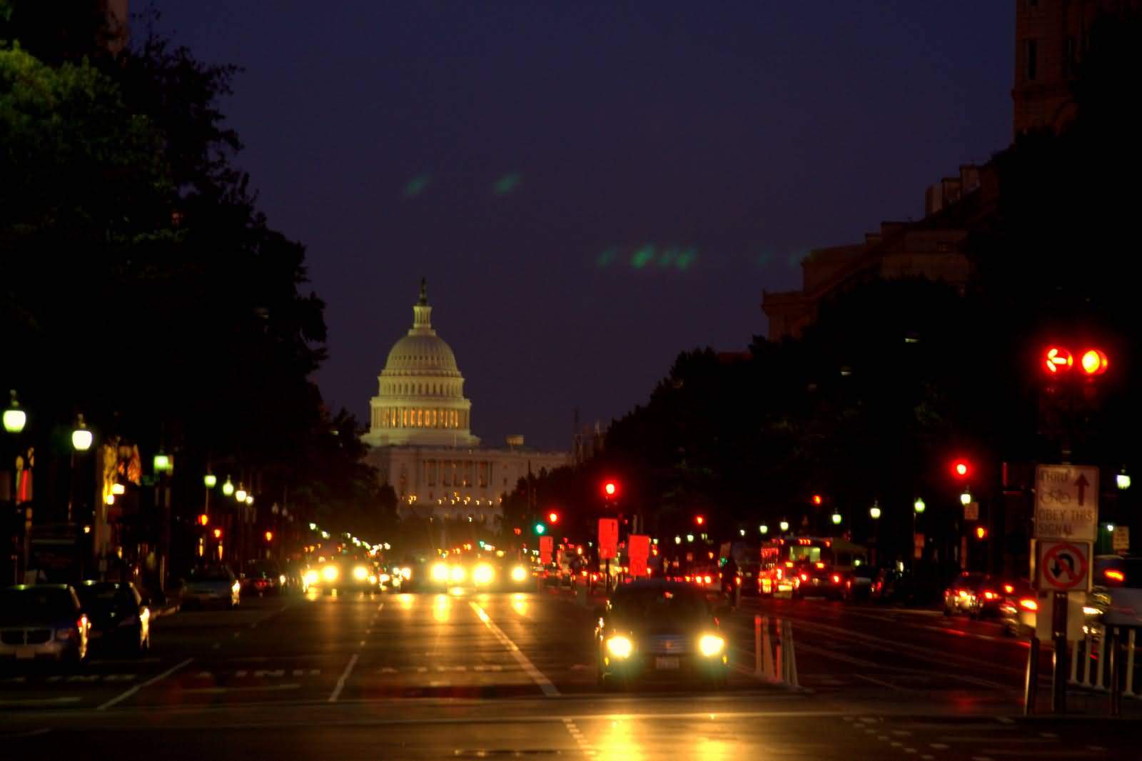 United States Capitol Night View From Pennsylvania Avenue