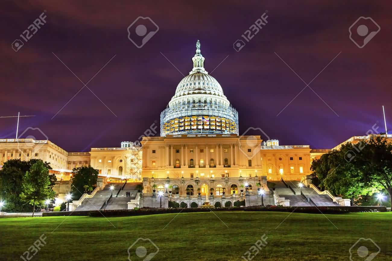 United States Capitol South Side View At Night