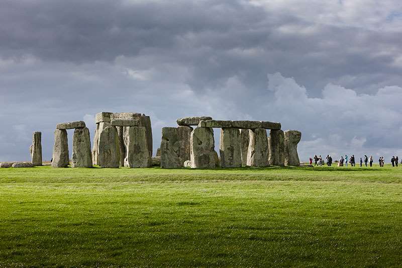 View Of Stonehenge With Black Clouds