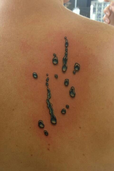 Water Drops Tattoo On Right Back Shoulder