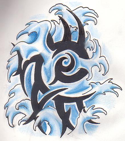 Water Tribal Tattoo Design By GreenHeethar
