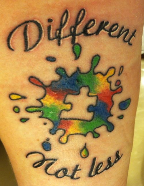 Watercolor Autism Awareness Puzzle Tattoo