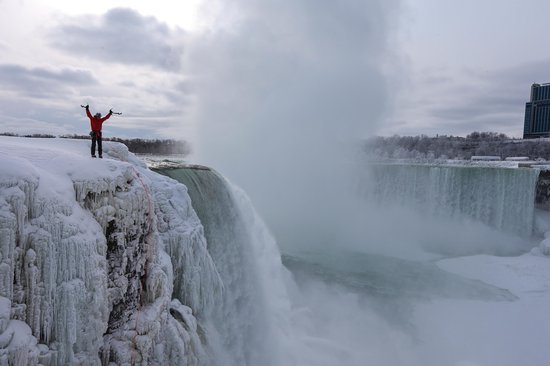 Will Gadd On The Top Of Frozen Niagara Falls