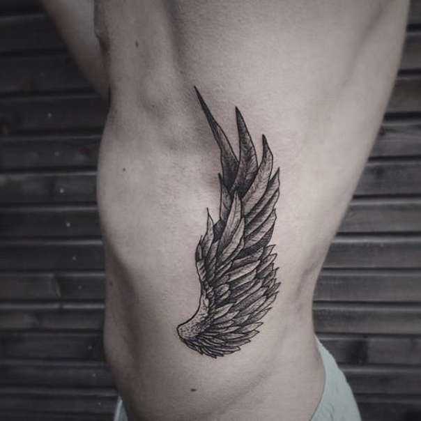 Wing Rib Cage Tattoo For Men