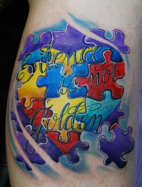Wonderful Autism Puzzle Awareness Tattoo