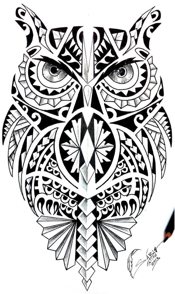 Wonderful Coruja Maori Tattoo Design