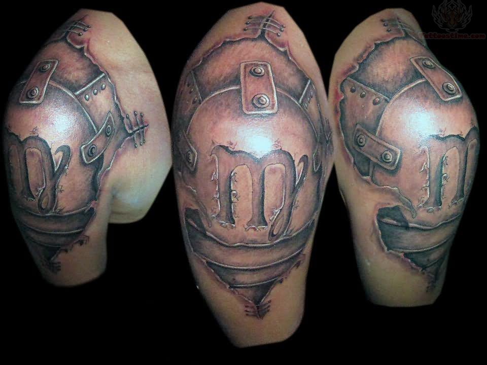 Zodiac Armor Tattoo On Shoulder