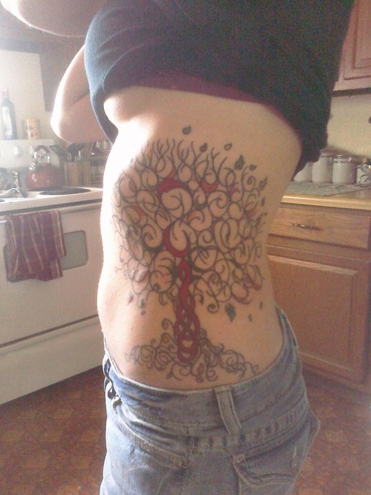 lovely Tree Rib Cage Tattoo For Girls