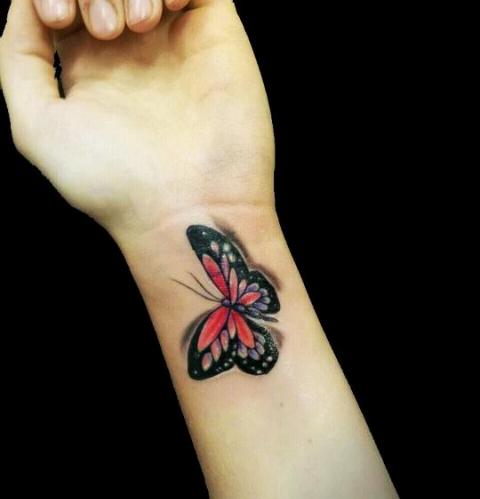 3D Butterfly Tattoo On Wrist