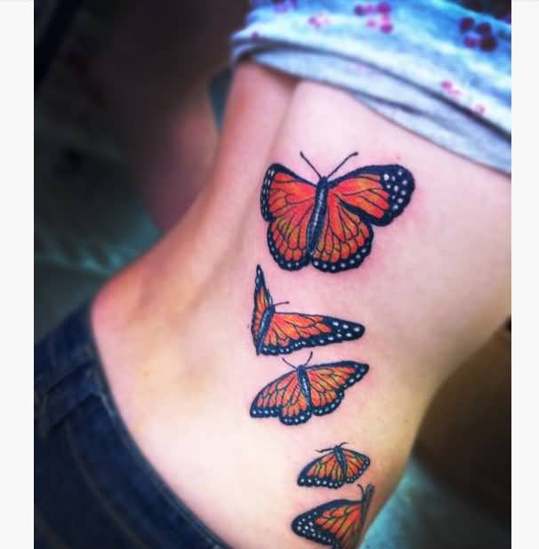 3D Monarch Butterflies Tattoo For Girls