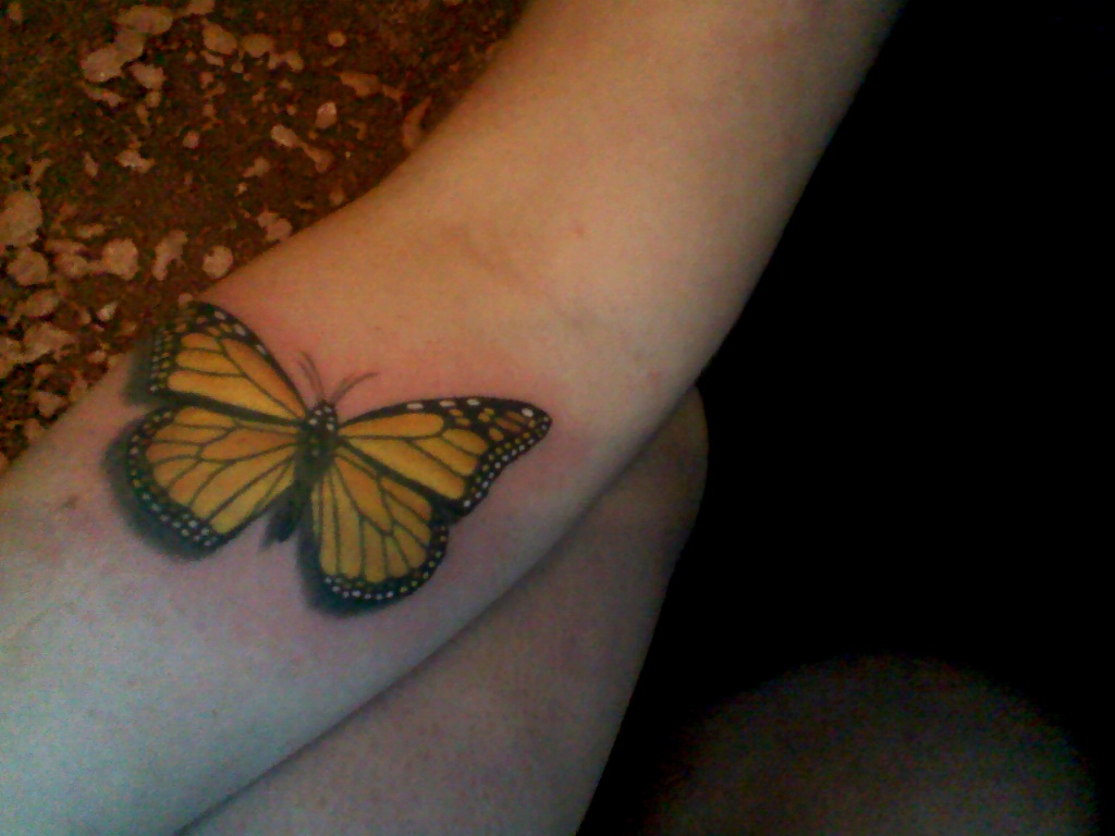 3D Monarch Butterfly Forearm Tattoo