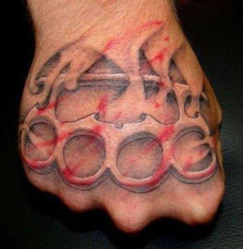 3D Realistic Color Knuckle Tattoo On Hand