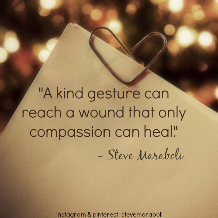 A kind gesture can reach a wound that only compassion can heal. Steve Maraboli