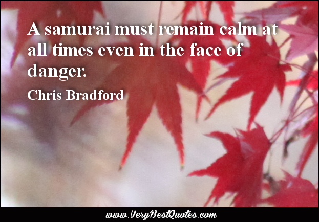 A samurai must remain calm at all times even in the face of danger. Chris Bradford