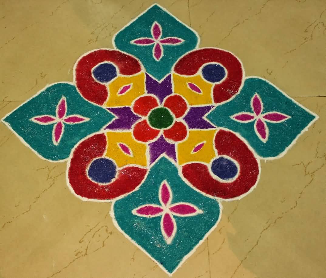 Adorable Diwali Rangoli Decoration Idea