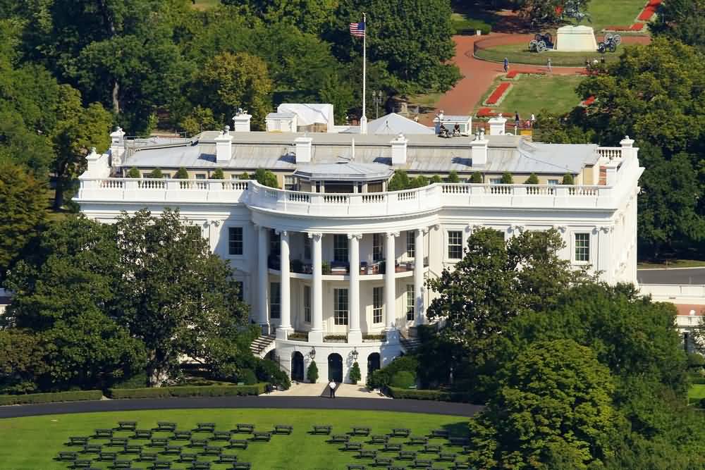 Aerial View Of Back Side Of White House