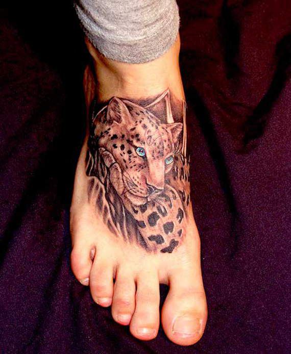 Amazing Cheetah Foot Tattoo