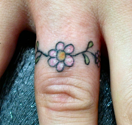 Amazing Flower Tattoo On Finger