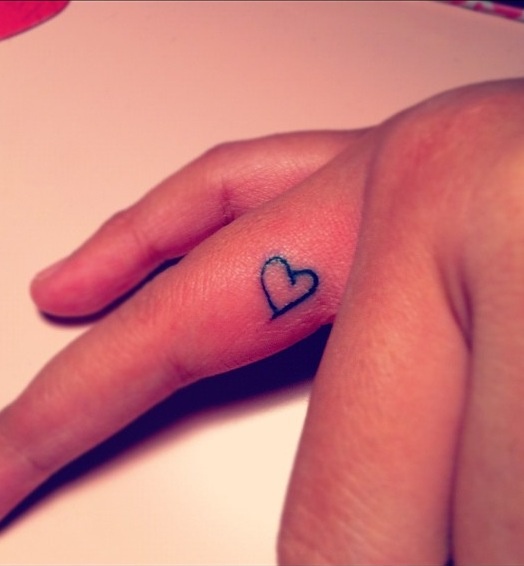 Amazing Heart Finger Tattoo For Girls