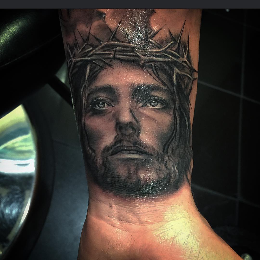 Amazing Jesus Religious Wrist Tattoo For Men