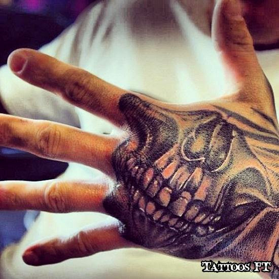 Amazing Skull Face Hand Tattoo For Men