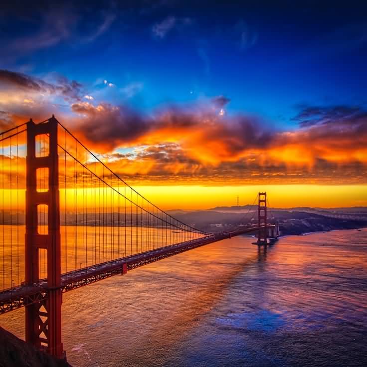 Amazing Sunset View Of The Golden Gate Bridge In San Francisco