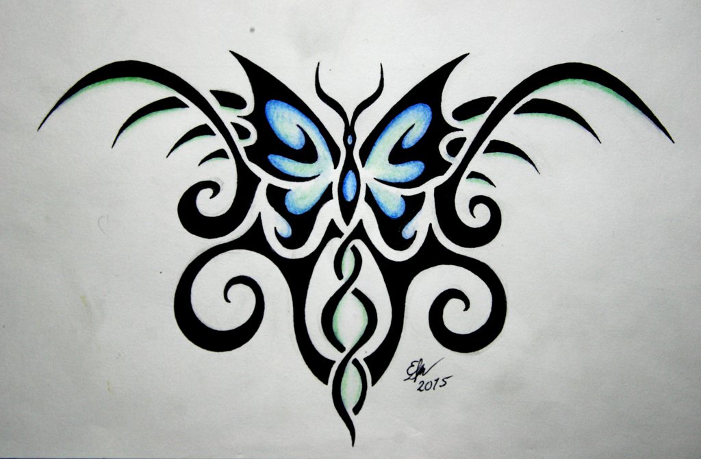 Amazing Tribal Butterfly Tattoo Design By Esmeekramer