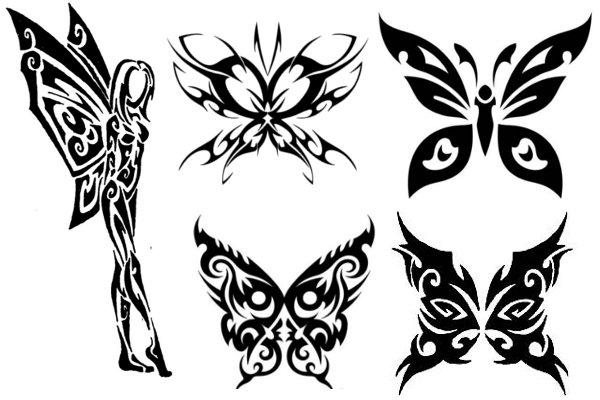Amazing Tribal Butterfly Tattoos Design Set