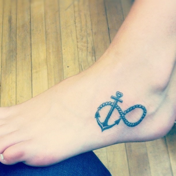 Anchor Infinity Rope Tattoo On Foot