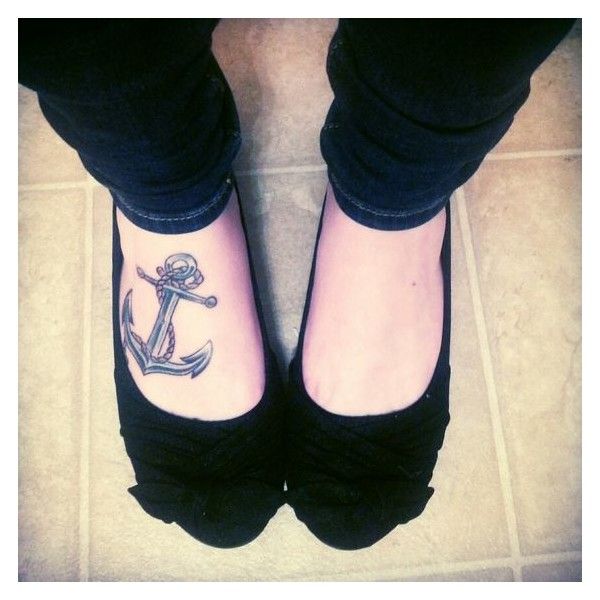 Anchor Rope Foot Tattoo For Girls