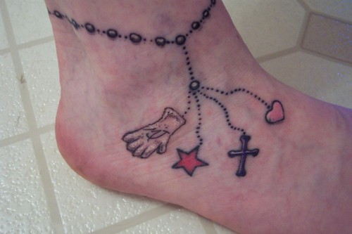 Ankle Cross Heart Ankle Bracelet Tattoo