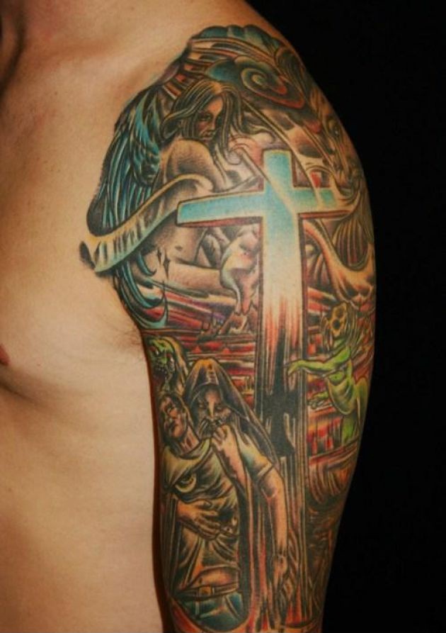 Attractive Christian Sleeve Tattoo For Men
