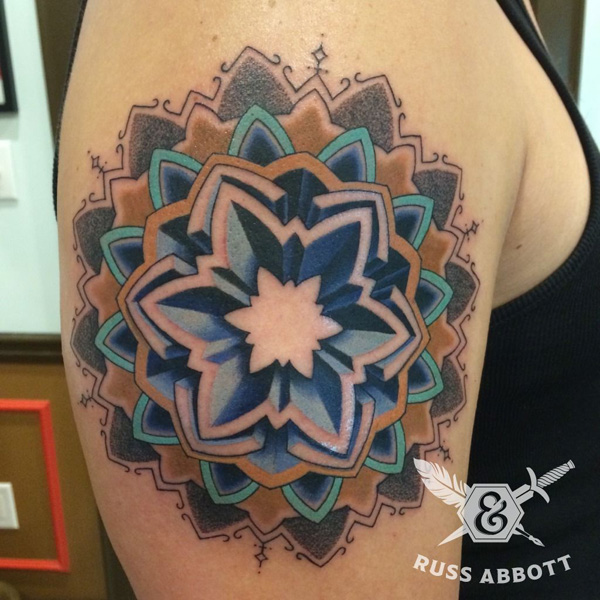 Awesome Color Mandala Half Sleeve Tattoo
