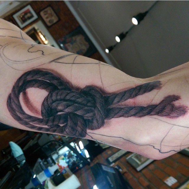 Awesome Knot Rope Tattoo On Bicep