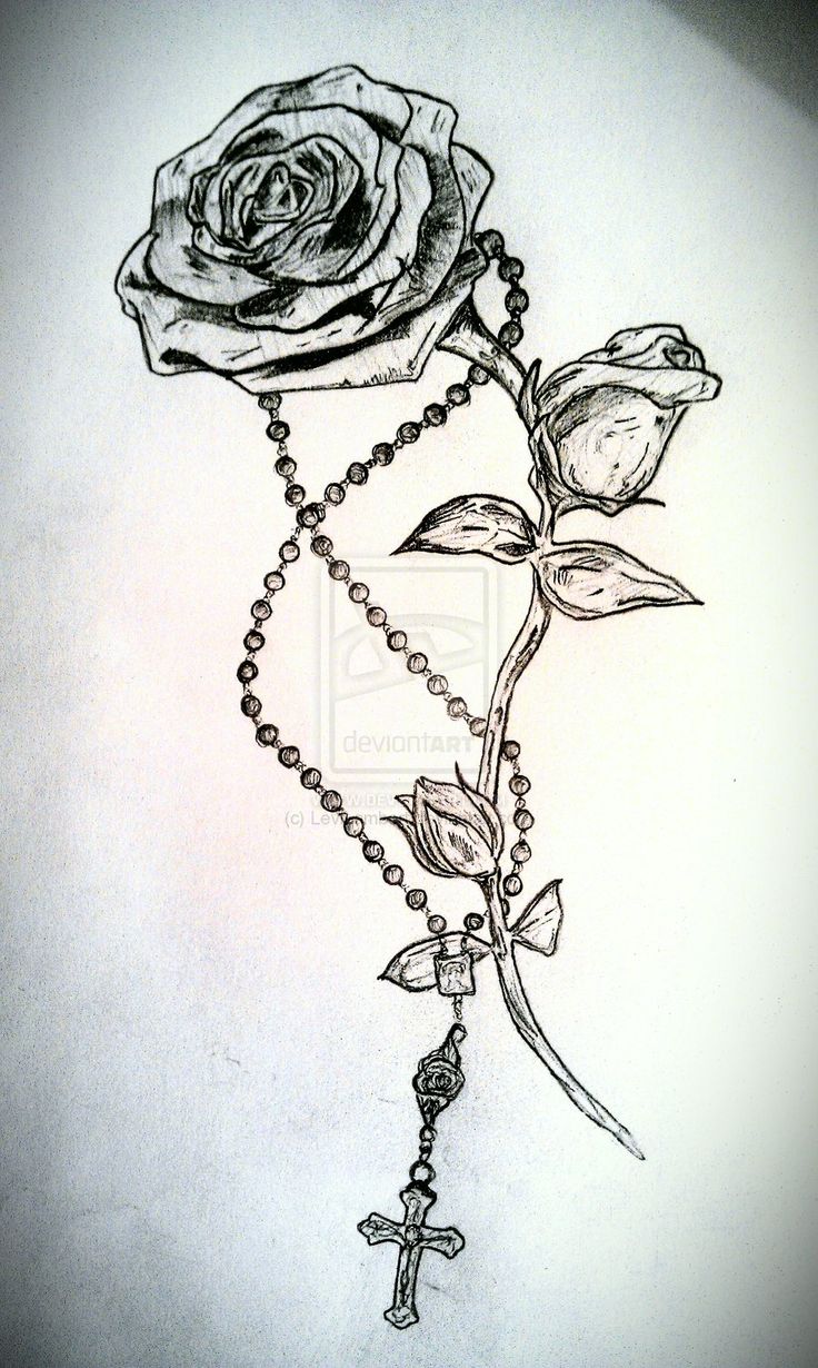 Awesome Rose And Rosary Tattoo Drawing By Levilambert